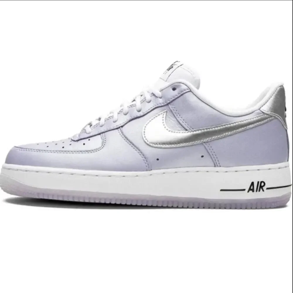 Nike Air Force 1 '07 Sneakers Leather Gum Oxygen Purple/Metallic Silver 8
